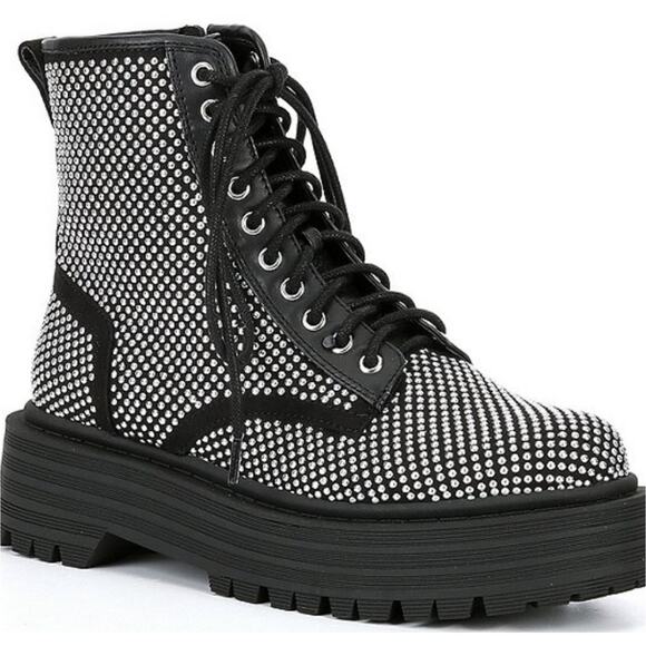 GIANNA BINI NWT WOMENS NON-STOP STUDDED CHUNKY LUG SOLE PLATFORM BOOTIES - Picture 1 of 8